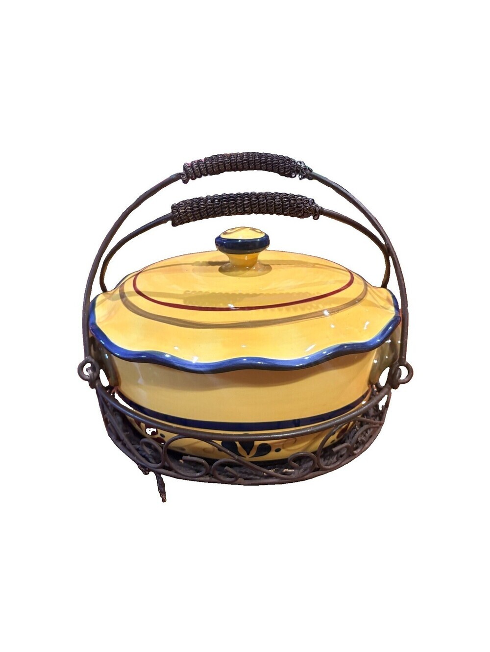 Celebrating Home Stoneware Covered Casserole Dish In Floral W/Carrier